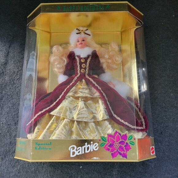 1996 VINTAGE BARBIE HAPPY HOLIDAYS SPECIAL EDITION BLONDE DOLL MATTEL - Picture 1 of 8